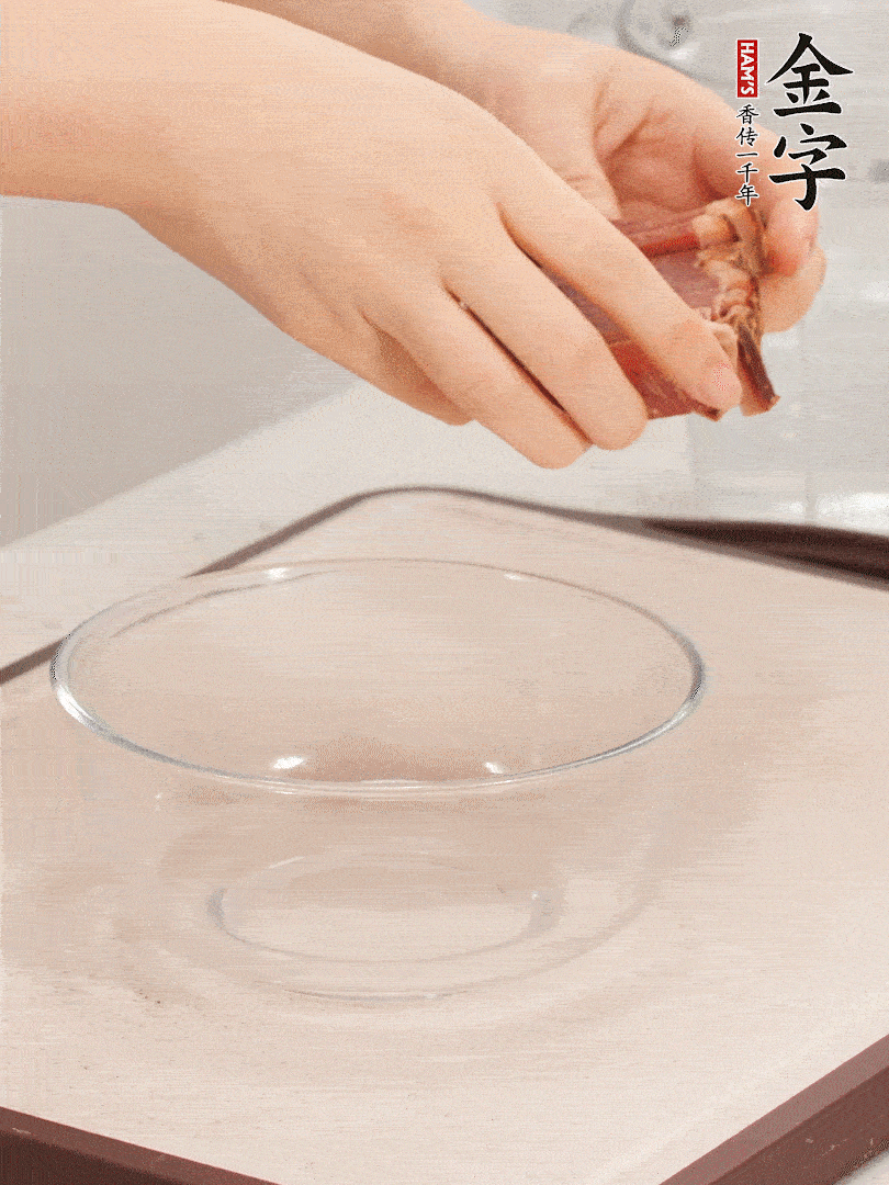 火腿切片、溫水浸泡5分鐘